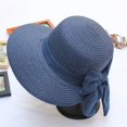 thumbnail image 2 of Sombrero de paja informal de verano para mujer, sombrero de Sol de papel de ala ancha grande con lazo, gorra de Panamá para vacaciones, nuevo, 2 of 4