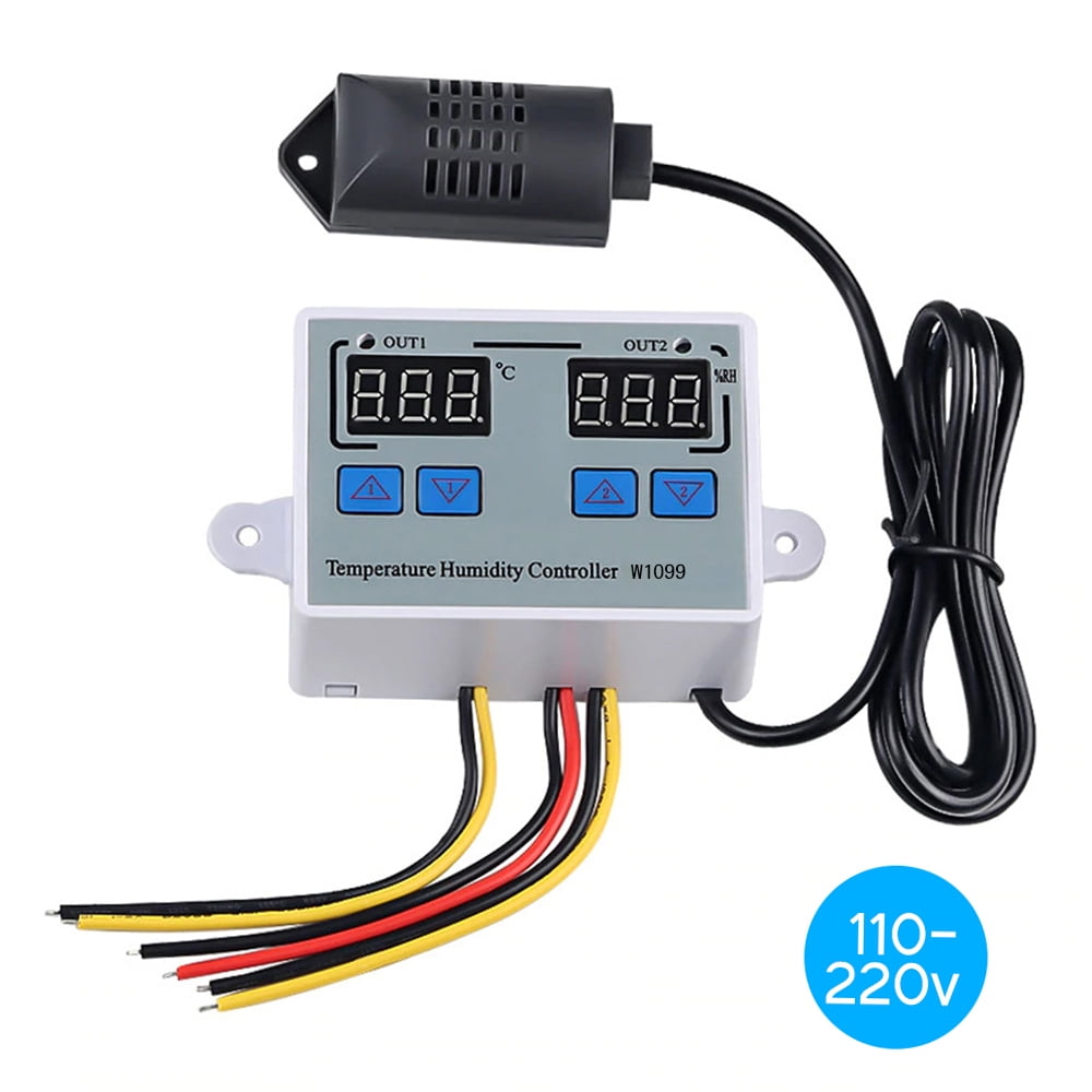 Elowen Temperature Humidity Controller Thermometer Dual Digital Temperature Humidity Controller Home Fridge Thermostat Humidistat Thermometer Hygrometer W1099 AC110-220V