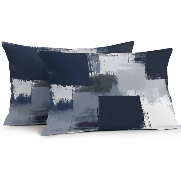 Blue Grey Graffiti Art Outdoor Pillow Covers Pack of 2 Abstract Color Block Stitching Modern Art Waterproof Throw Pillow Covers Decorative Cushion Cases for Patio Garden Tent Balcony Couch 20x12 inch