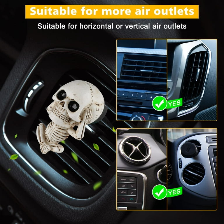 Funny Car Interior Accessories ,2PCS skull car air freshener Clips