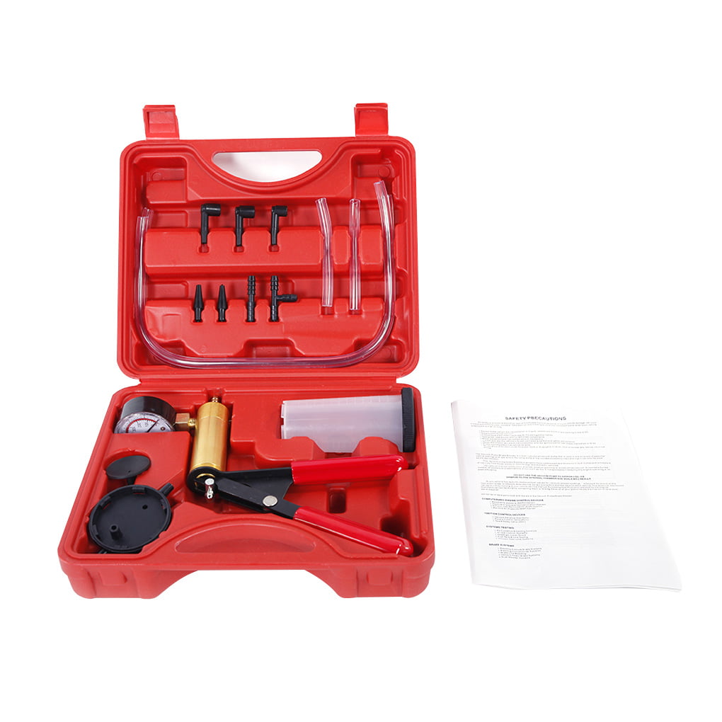 Hand Held Vacuum Pump Tester Set Vacuum Gauge and Brake Bleeder Kit for Auto