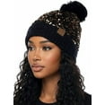 thumbnail image 2 of Women’s Sparkly Bling Sequin Soft Knit Winter Hat, Warm Stretchable Knitted Beanie, Fashion Cozy Cold Weather Hat for Daily Wear, Outdoor Activities, Winter Outfits and Casual Styling, 1pc, 2 of 4
