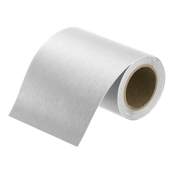 Uxcell 4" x 16ft Mirror Border Peel and Stick Wood Grain Tape, Moon Silver