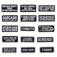 thumbnail image 1 of Parche de insignia Parche bordado Adhesivo de tela Adhesivo de tela en blanco y negro bordado Letra en inglés Rectangular, 1 of 1