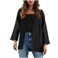 thumbnail image 2 of Dasayo Black Tops for Women Trendy Open Front Fall Long Sleeve Solid Pocket Cardigans Womens Sweatshirt L, 2 of 8