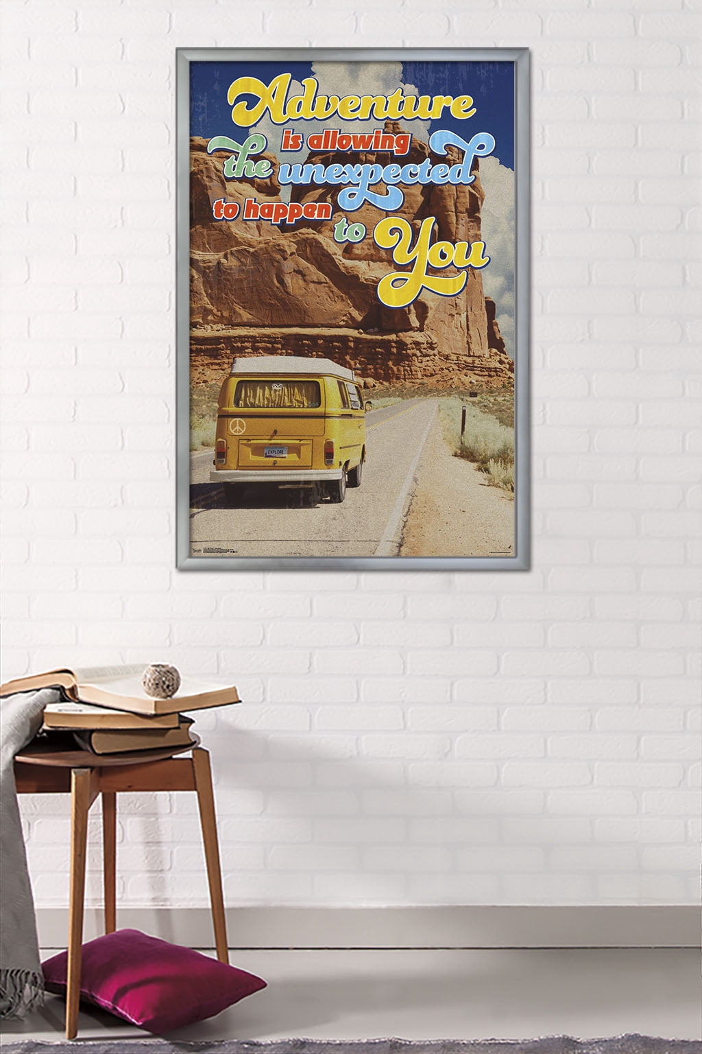 Old Van - Adventure Is Allowing The Unexpected Wall Poster, 22.375" x 34", Framed
