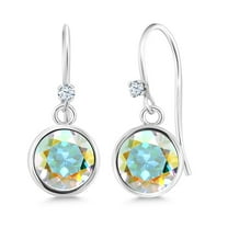 Gem Stone King 925 Sterling Silver Mercury Mist Mystic Topaz 925 Sterling Silver Dangle Earrings for Women (2.02 cttw, Round 6MM)