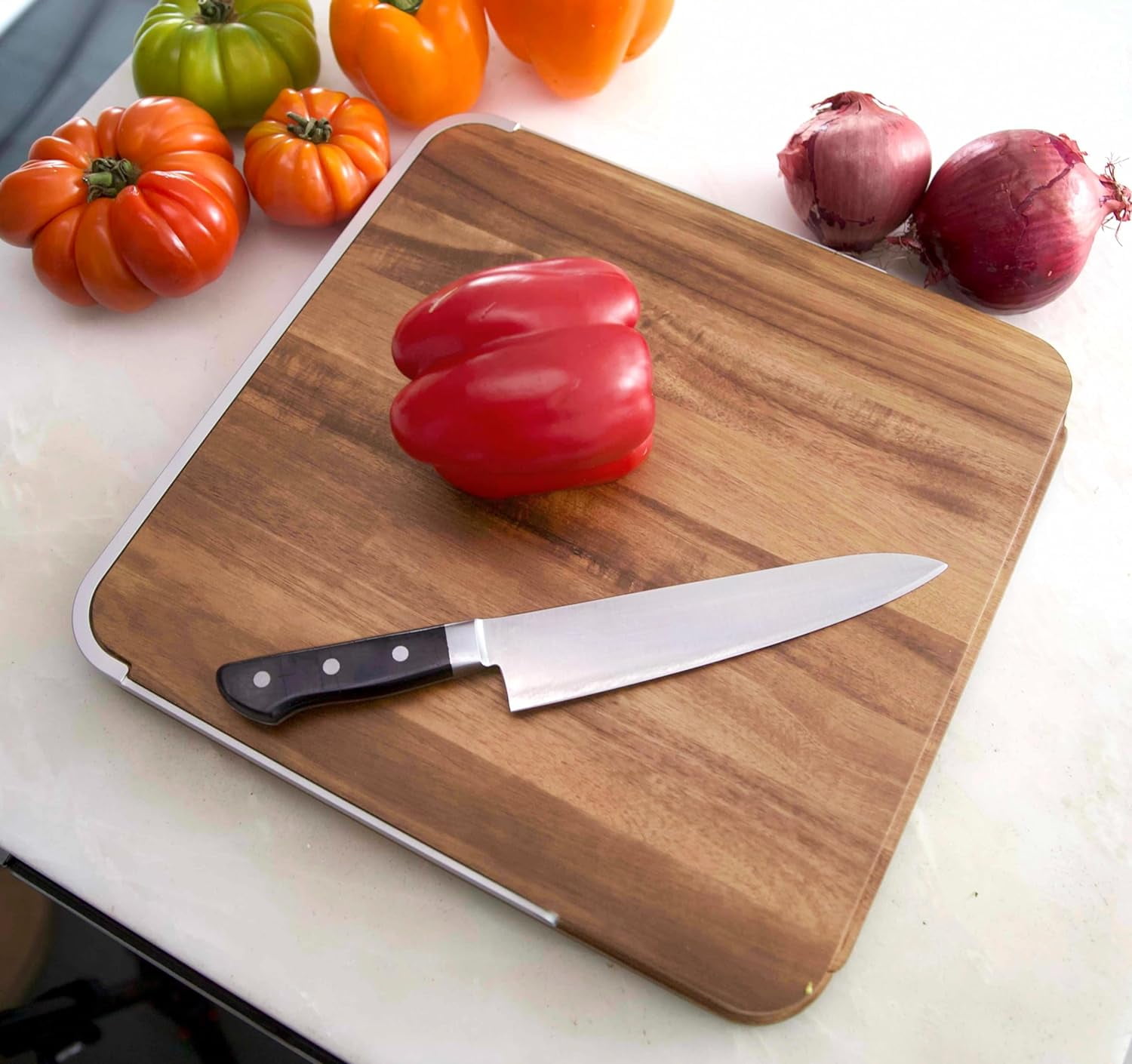 TidyBoard Meal Prep System - Acacia Cutting Board - The Quick & Easy Meal Prep Solution, Teal