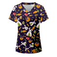 thumbnail image 1 of Easter Scrub Tops Women Bunny Egg Hunt Print Medical Scrub Tops, 1 of 2