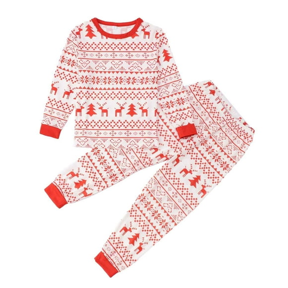 GPOECD Christmas Family Matching Pajama Set Holiday Plaid Printed Long Sleeve Top and Trousers Two Piece Outfit for Kids Adults Home Clothes Red,Kids-4 Years