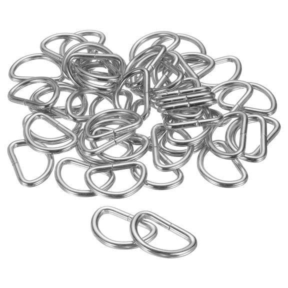 Uxcell 50pcs D Ring 1" (25mm) Metal Electroplate D-Shape Buckle Clips, Silver
