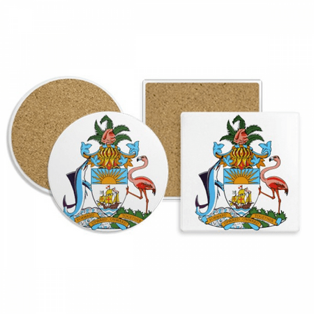 

Nassau Bahamas National Emblem Coaster Cup Mug Holder Absorbent Stone Cork Base Set