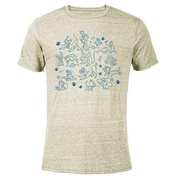 Disney Dogs Paw Prints - Short Sleeve Blended T-Shirt for Adults - Customized-Yellow