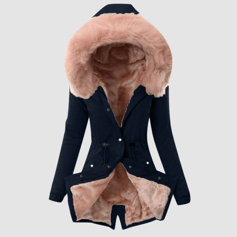 CAICJ98 Winter Jackets for Women Women Slit Long Sleeve Batwing Oversized Looking Button Solid Work Office Blazer Jacket Pink M