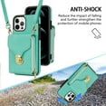 thumbnail image 5 of ELEHOLD Crossbody Wallet Case for iPhone 11 Pro Max 6.5",Premium Leather Case with Card Holders Zipper Pocket Metal Snap Stand Function Detachable Shoulder Strap Luxury Case for Women,Mint, 5 of 12