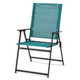 thumbnail image 6 of Mainstays Greyson Steel and Sling Folding Outdoor Patio Armchair - 2 Pack, Teal, 6 of 8