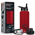 thumbnail image 1 of Magma Life Termo de Acero Inoxidable para Café y Agua 950 ml (32 oz): Contiene 3 Tapas para Diferentes tipos de Bebidas, Ideal para Mantener la Temperatura Deseada (Rojo), 1 of 6