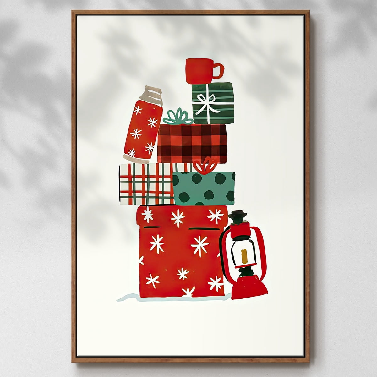 Going to Grandmas Collection B - Framed Gallery Wrapped Holiday Canvas - 17 x 25 - Rosewood Frame