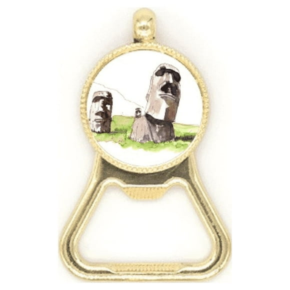 Moai Statues In Easter Island Beer Bottle Cap Opener Stainless Steel Key Chain