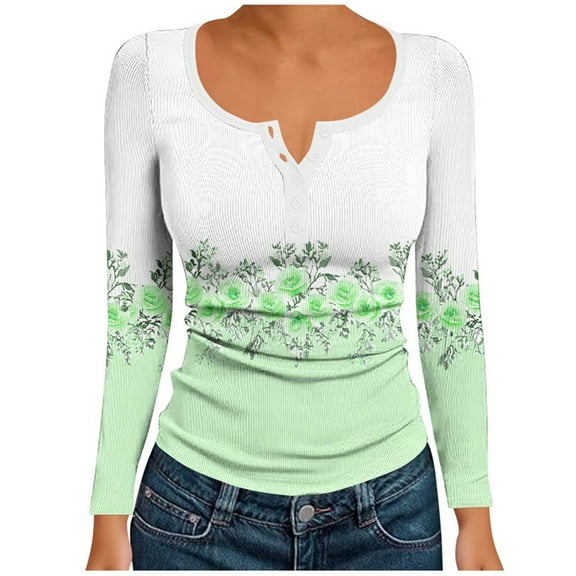 Craaazy Button Down Shirts For Women Ribbed Long Sleeve Casual Fashion Printed Blouse Gifts