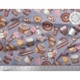 thumbnail image 3 of Soimoi Poly Georgette Fabric Cupcake,Donut & Cookies Food Print Fabric by Yard 52 Inch Wide, 3 of 3