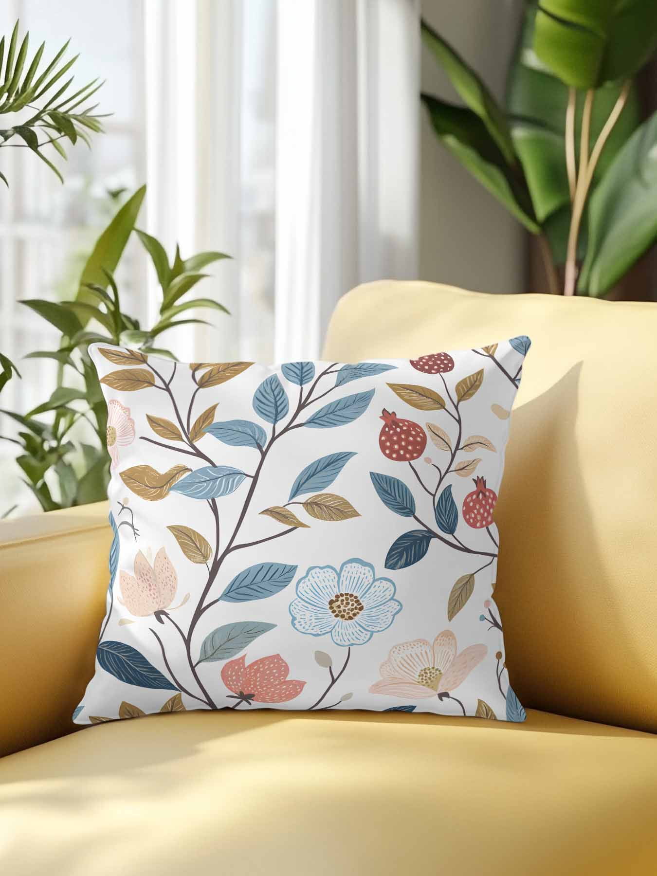 Outdoor Pillows Waterproof, Pastoral Botanical Bedding Throw Pillows with Insert for Couch Sofa Bed, Spring Summer Floral Farmhouse 16x16 Inch Pillowcases Decorative Camping Patio Pillow Set of 1