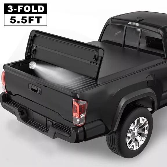 Tri-FOLD Tonneau Cover for 2015-2023 Ford F-150 Pickup Truck Bed, 5.5 ft, with LED Lights
