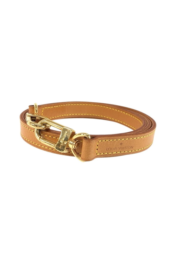 Pre-Owned LOUIS VUITTON Louis Vuitton Natural Leather Beige Brown Gold Hardware Shoulder Strap...