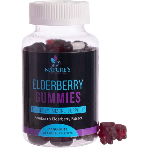 Elderberry Gummies Max Strength Sambucus Gummy Vitamins, 60 Ct