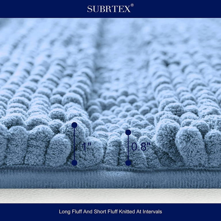 Subrtex Chenille Bathroom Rugs Soft Non-Slip Super Water Absorbing Shower Mats, 20 inchx32 inch, Gray, Size: 20 x 32