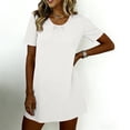 thumbnail image 4 of Juesizh Nightgowns for Women Solid Color Sleep Pajamas Casual Loose Round Neck Short Sleeve Sleepwear Mini Dress, S-2XL, 4 of 7