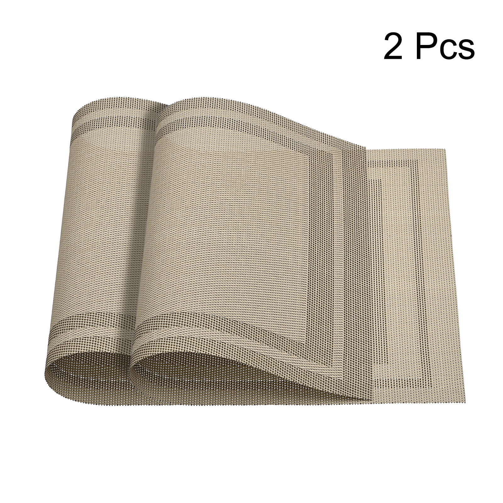 Unique Bargains Durable Square PVC Washable Woven Table Mats for Restaurant Use Khaki