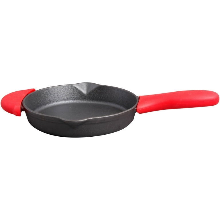 Pioneer woman 8” Cast Iron Skillet Pan/2 Pour-spouts & 2 Red