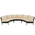 thumbnail image 4 of 3 Piece Outdoor Half Moon Furniture Set, Patio Curved Wicker Sectional Conversation Set with 6 Cushions, Outdoor Sofa Furniture for Garden Balcony and Backyard, Beige, 4 of 6