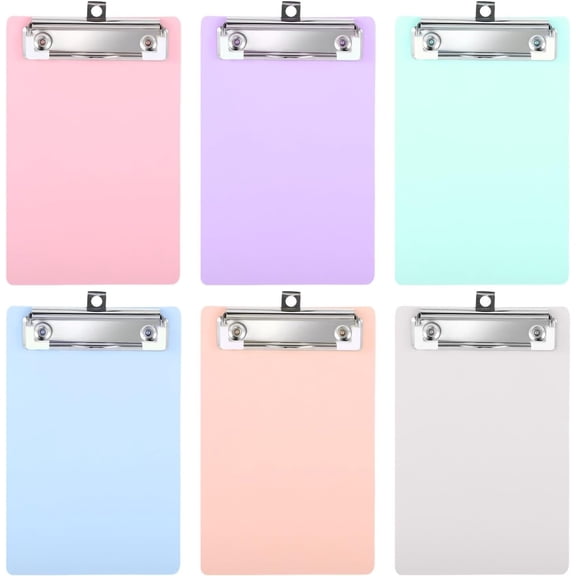 6 Pack Small Clipboards, Plastic Mini Clipboards 4.7x7.3 Memo A6 Size | Mini Pocket Clipboard with Metal Clip Retractable Hole, Colorful Clip Board for Classroom Restaurants Office Gifts