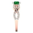 thumbnail image 3 of 1.42 ctw Solitaire with Zirconia Diamond Accents Anniversary Ring for Women | Round Cut Simulated Emerald | Hyperallergenic Solid 18K Rose/White Gold, 3 of 5