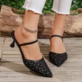 thumbnail image 5 of DIVVce Star Embroidered Mesh Mule Heels For Women Pointed Toe Kitten Heel Evening Footwear, 5 of 8