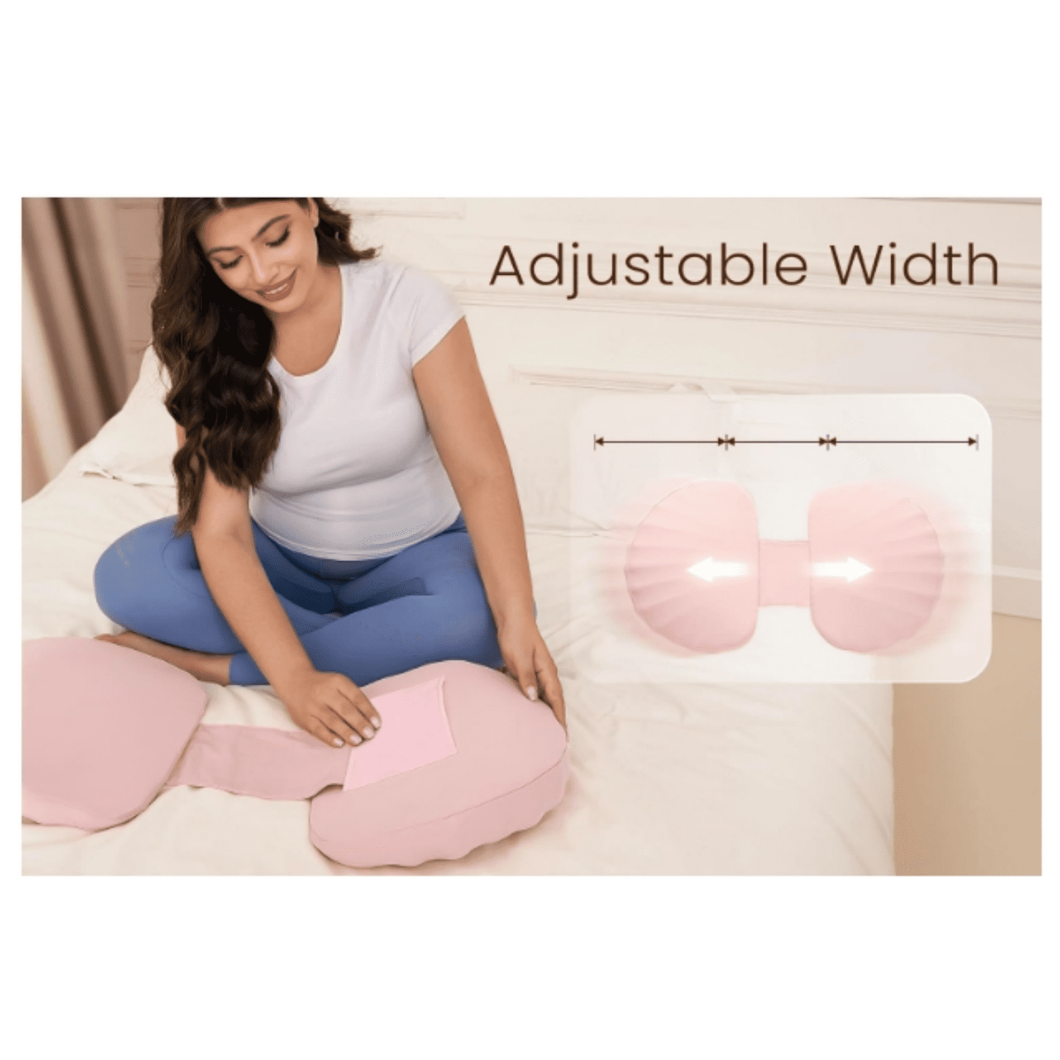 Pregnancy Pillow for Sleeping Memory Foam Pillow for Side Sleeper, Maternity Pillow Support for Back, Belly, HIPS for Pregnant Women, Portable and Adjustable Travel Wedge Pink