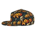 thumbnail image 3 of Daiia Halloween Skull print Flat Bill Hats Flat Brim Trucker Cap Baseball Cap Adjustable Classic Low Profile Hat Unconstructed Plain Cap, 3 of 9