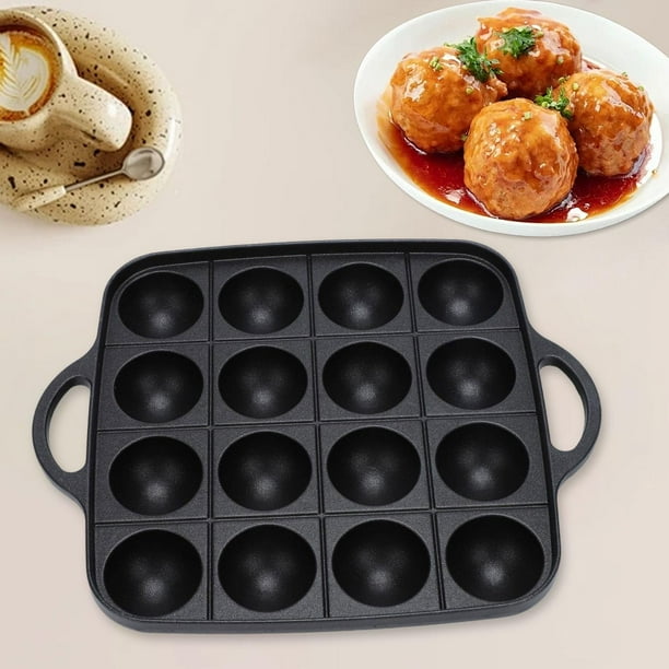 Molde para hornear bolas de takoyaki,Sartén Takoyaki Sartén Grill Albóndigas Takoyaki 16 Agujeros,Bandeja para hornear con asa para hacer bolas de Takoyaki,Práctica plancha antiadherente