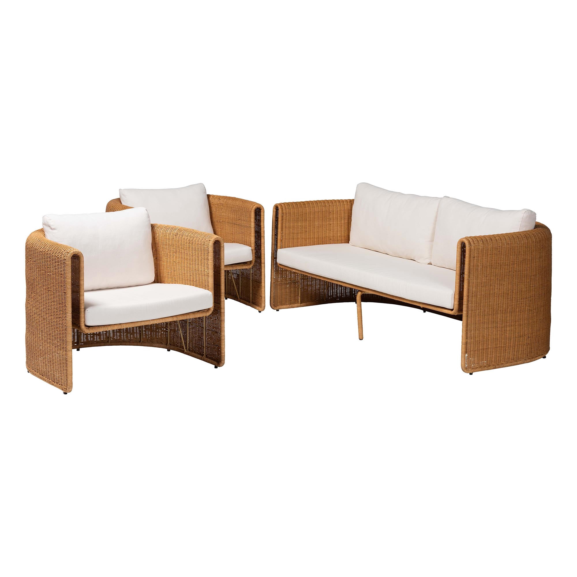 bali & pari Carina Boho Living Room Set, 3-Piece, Light Honey