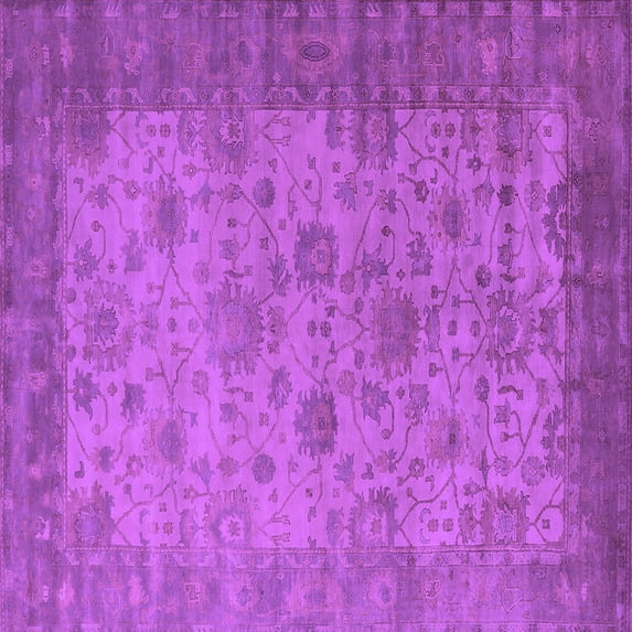 Ahgly Company Indoor Square Oriental Purple Industrial Area Rugs, 7' Square