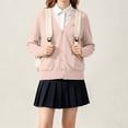 thumbnail image 2 of BXJX Girls Knit Cardigan Sweaters, Long Sleeve Cotton Button Down School Uniform Casual Cardigans with Pockets Beige Size 13-14 T, 2 of 6