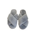 thumbnail image 5 of SAYOO Women Fluffy Slippers Cross Hollow-Out Open-Toe Pantofle for Ladies, 5 of 7