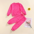 thumbnail image 4 of Xingqing 2PCS Toddler Infant Baby Kids Girls Flannel Solid Color Heart Pattern O-Neck T-Shirt Long Pants, 4 of 7