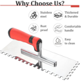 thumbnail image 3 of 4 Pcs Tile Tools Stainless Steel Square Notched Trowel Set Masonry Hand Kit for Wall Floor Tiling Installation,4 pcs * tile trowel, 3 of 6