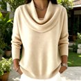 thumbnail image 7 of Liweisiy Women's Cowl Neck Knit Shirts Pullover Long Sleeve Ribbed Knit Soft Sweater Tops Casual Loose Fit Blouse Beige XL, 7 of 7