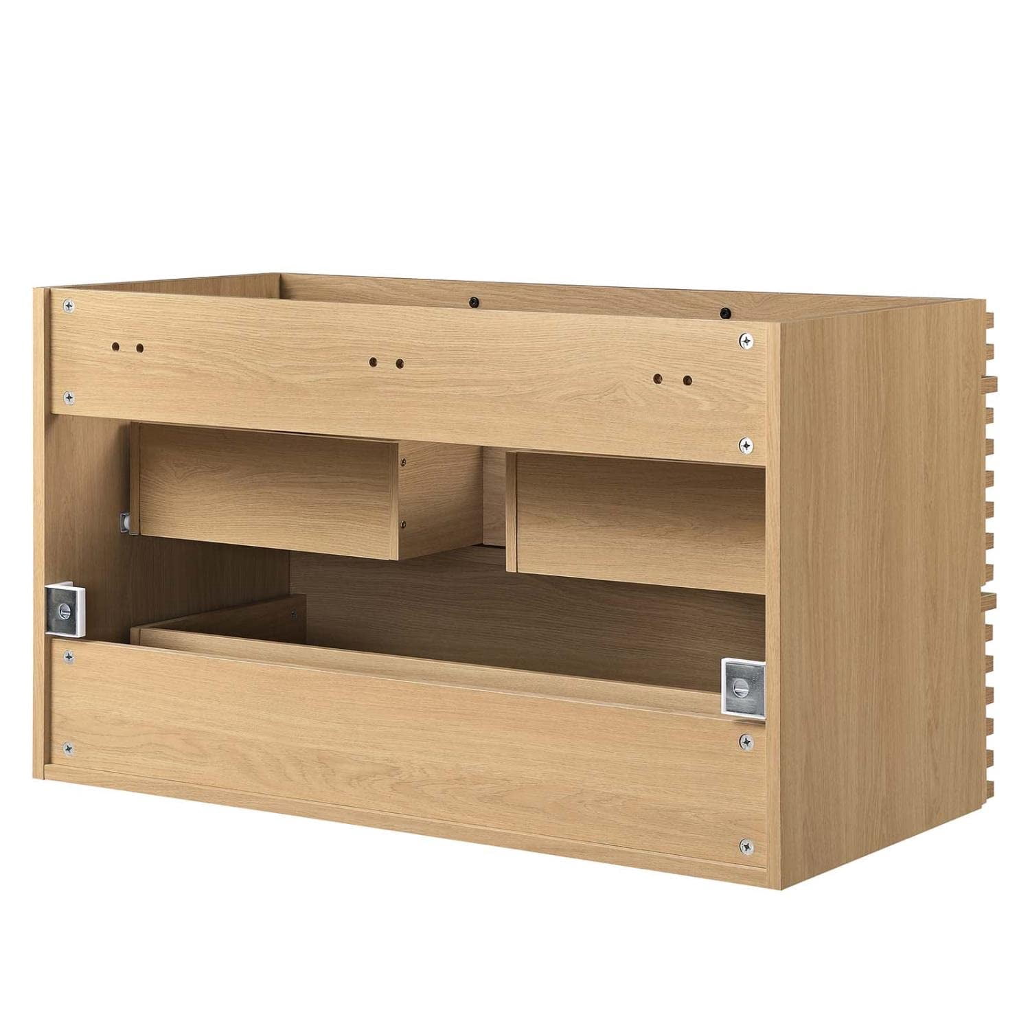 Saltoro Sherpi Render 36" Wall-Mount Bathroom Vanity Cabinet, Oak