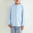 thumbnail image 2 of Xfvqtps Kids Children Cooling Sun Protection Jacket Hoodie Zip up Long Sleeve Solid Color Lightweight Breathable Summer Thin Tops for Camping Hiking Cycling Running 3-12Y Light Blue, 2 of 4