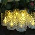 thumbnail image 4 of Efavormart 12 Pack | 3" Clear Acrylic Diamond LED Tealight Candle Holder Sets, Warm White Battery Operated Whiskey Glass Votive Candle Lamps, 4 of 5